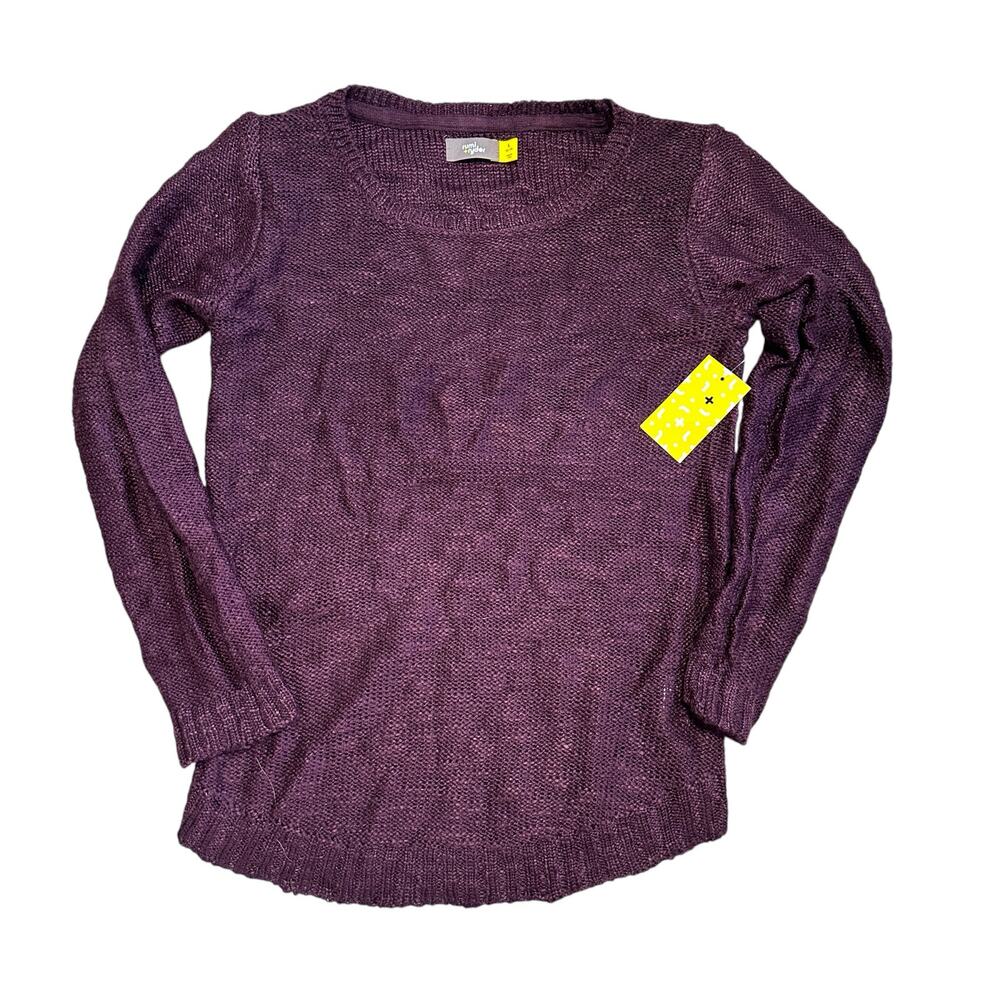 Rumi + Ryder Eggplant Purple Girl's Large 12 - 14 Sweater Long Sleeve Pullover